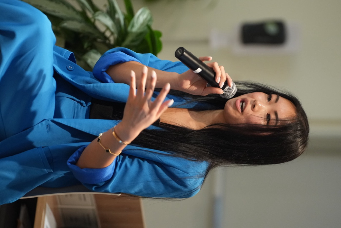 Jasmine Wong speaking on stage